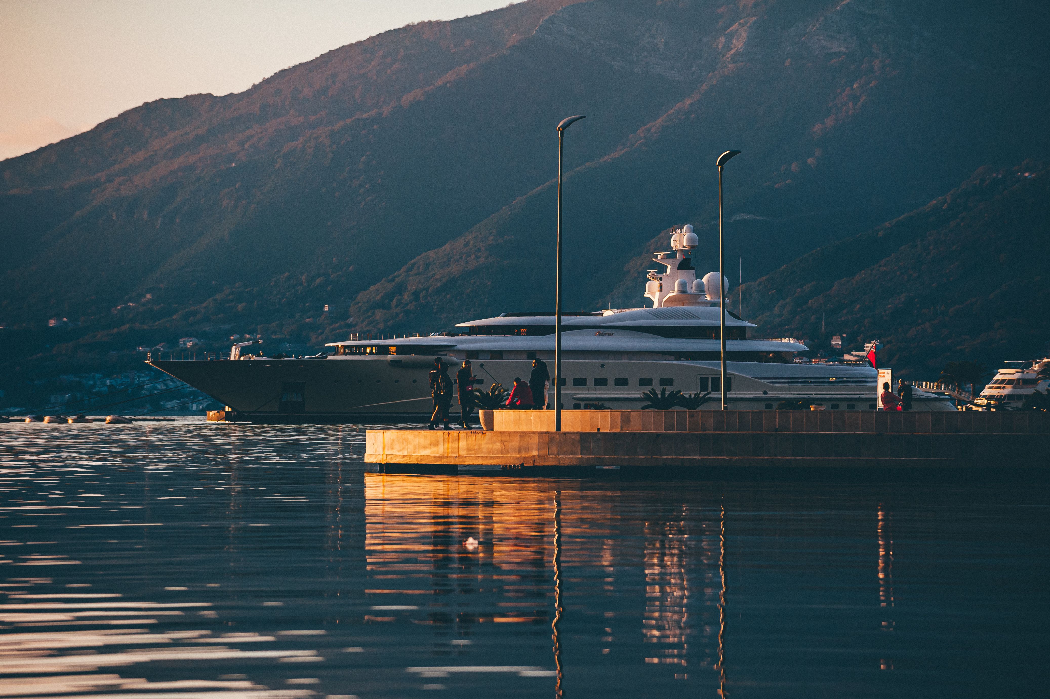 Superyacht on calm water